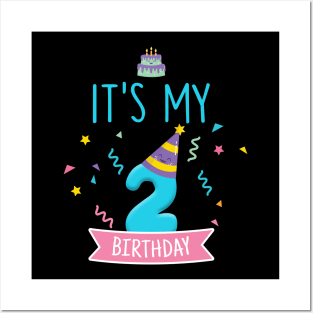 Kids Sweet donut It's My 2nd Birthday Shirt 2 Years Old Gift Posters and Art